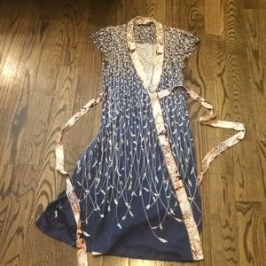 Elie tahari cap sleeve floral wrap silk knit dress